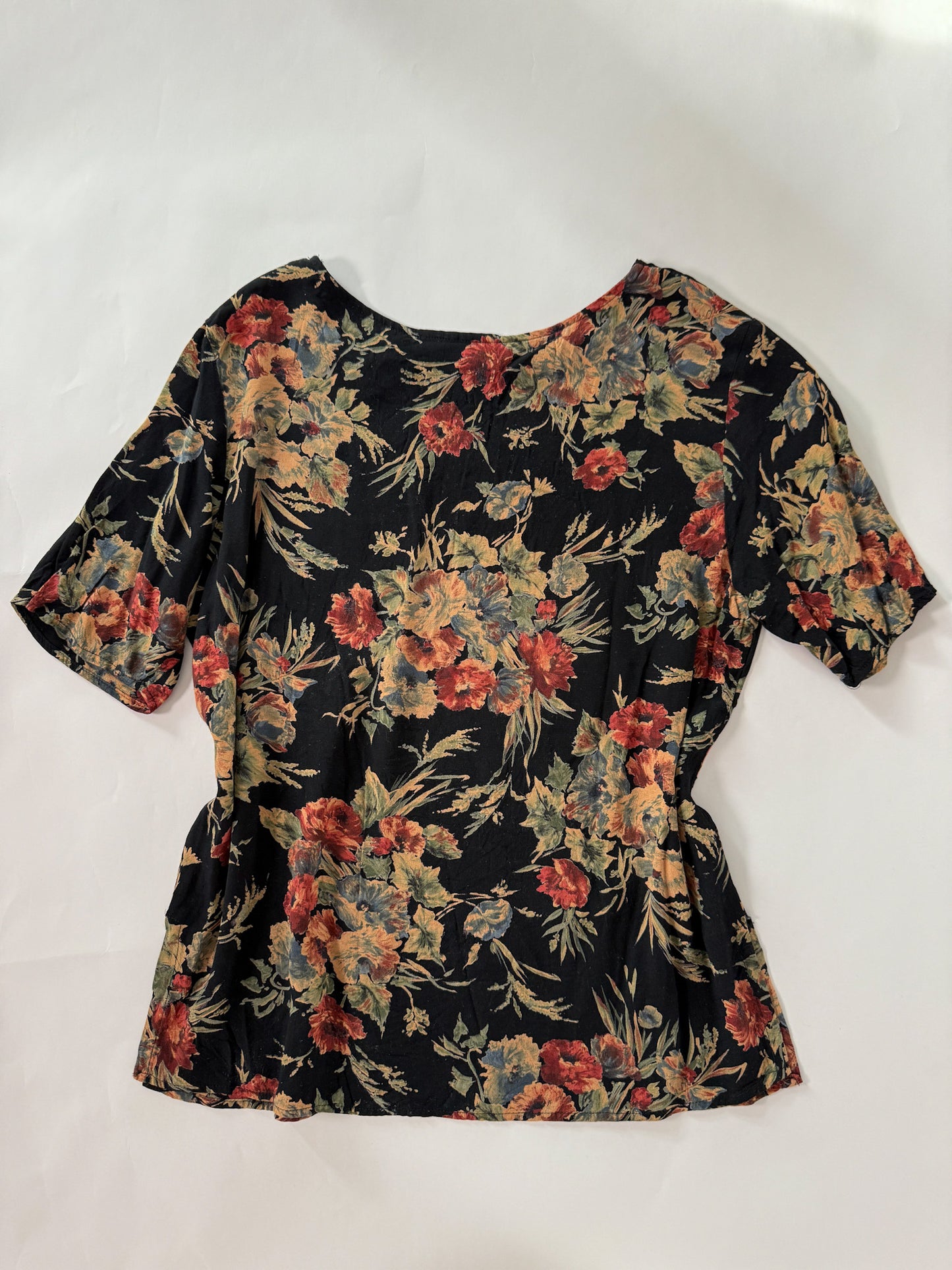 Vintage Floral Rayon Short Sleeve Shirt
