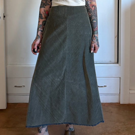 Vintage Talbots green and blue textured ribbed ankle length skirt