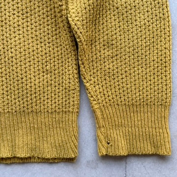 Vintage National Mustard Yellow Waffle Knit Lambswool Blend Crewneck Sweater