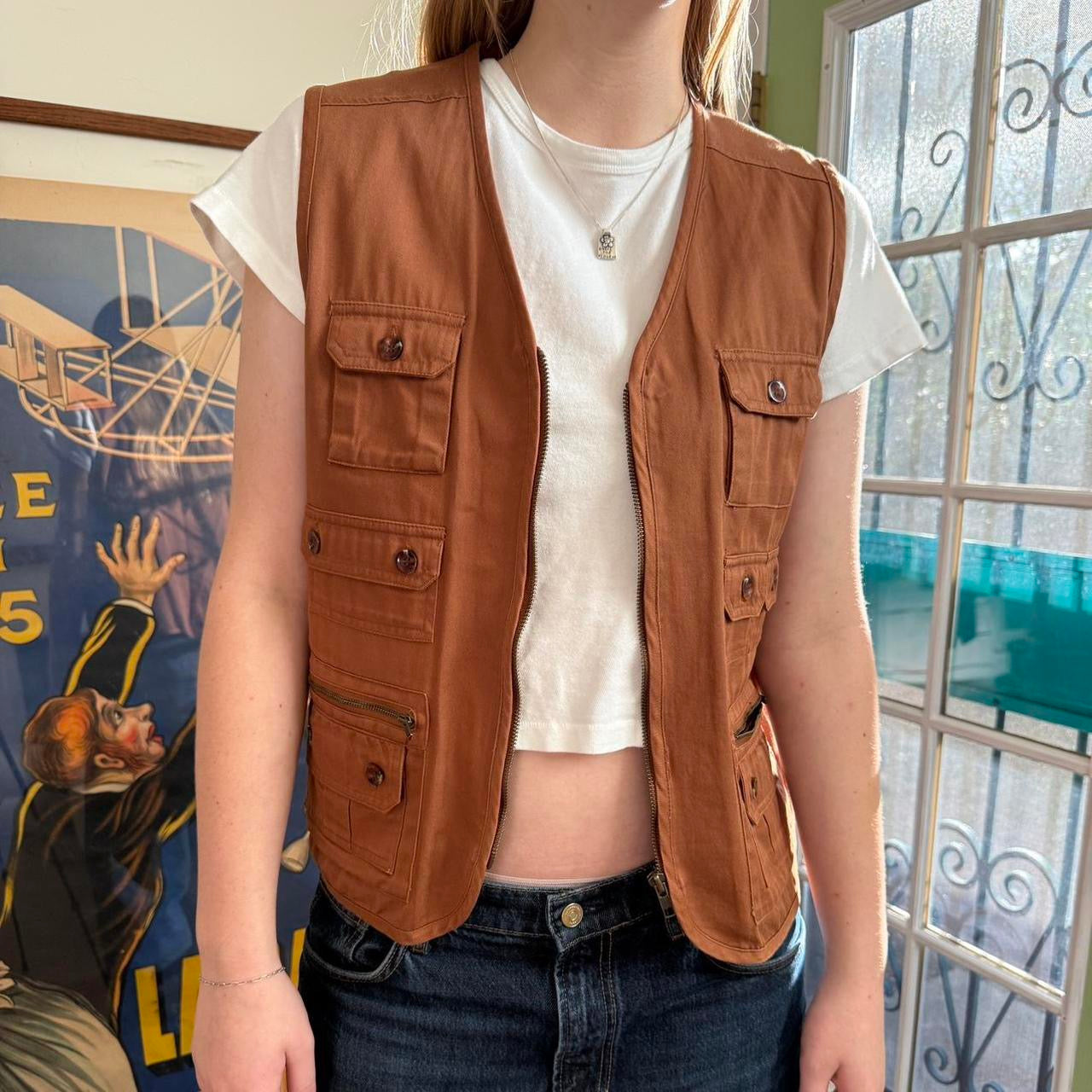 Vintage 1990s Brown Utility Vest