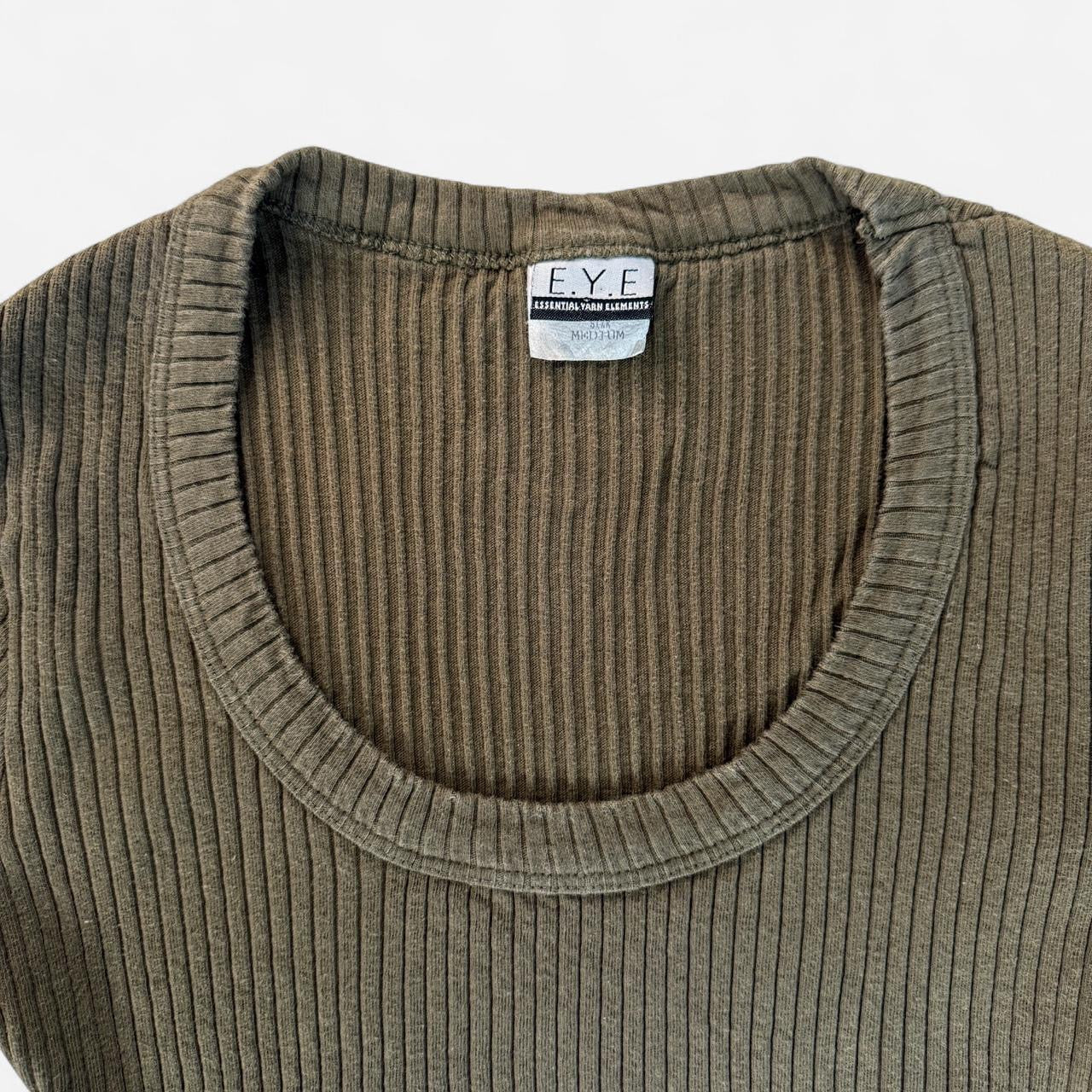 Vintage Y2K 1990s Green Ribbed Crop Top