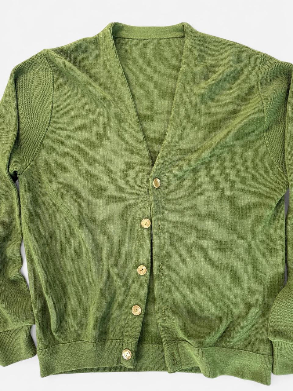 Vintage 1970s Matcha Green Cardigan