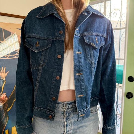 Vintage 1970s Sears Western Wear Dark Wash Denim Jacket