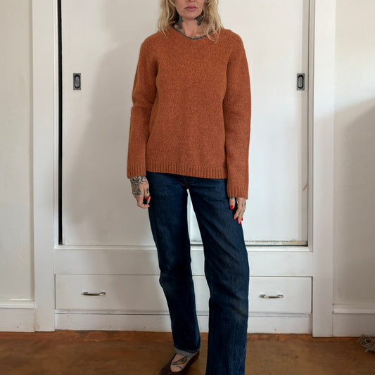 Vintage Guess V-Neck Sweater Burnt Orange Alpaca Wool Blend Y2K Small