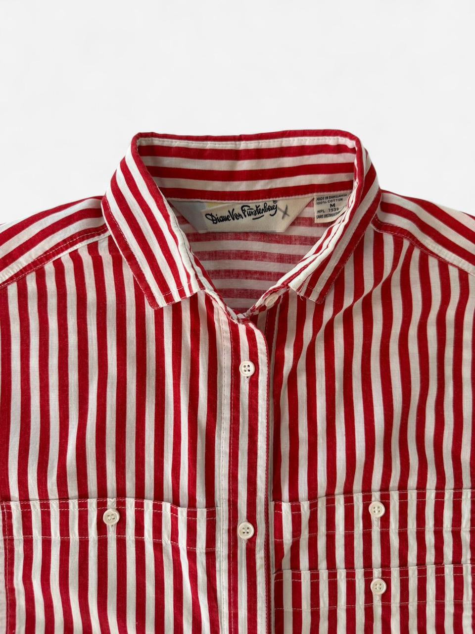Vintage Diane Von Furstenburg Red Striped Button Up