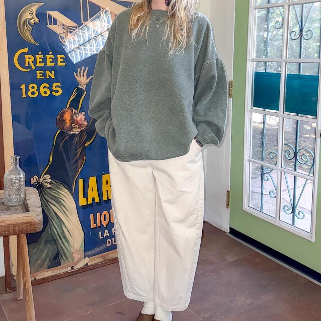Vintage 1990s Green Rugby Crewneck Sweatshirt