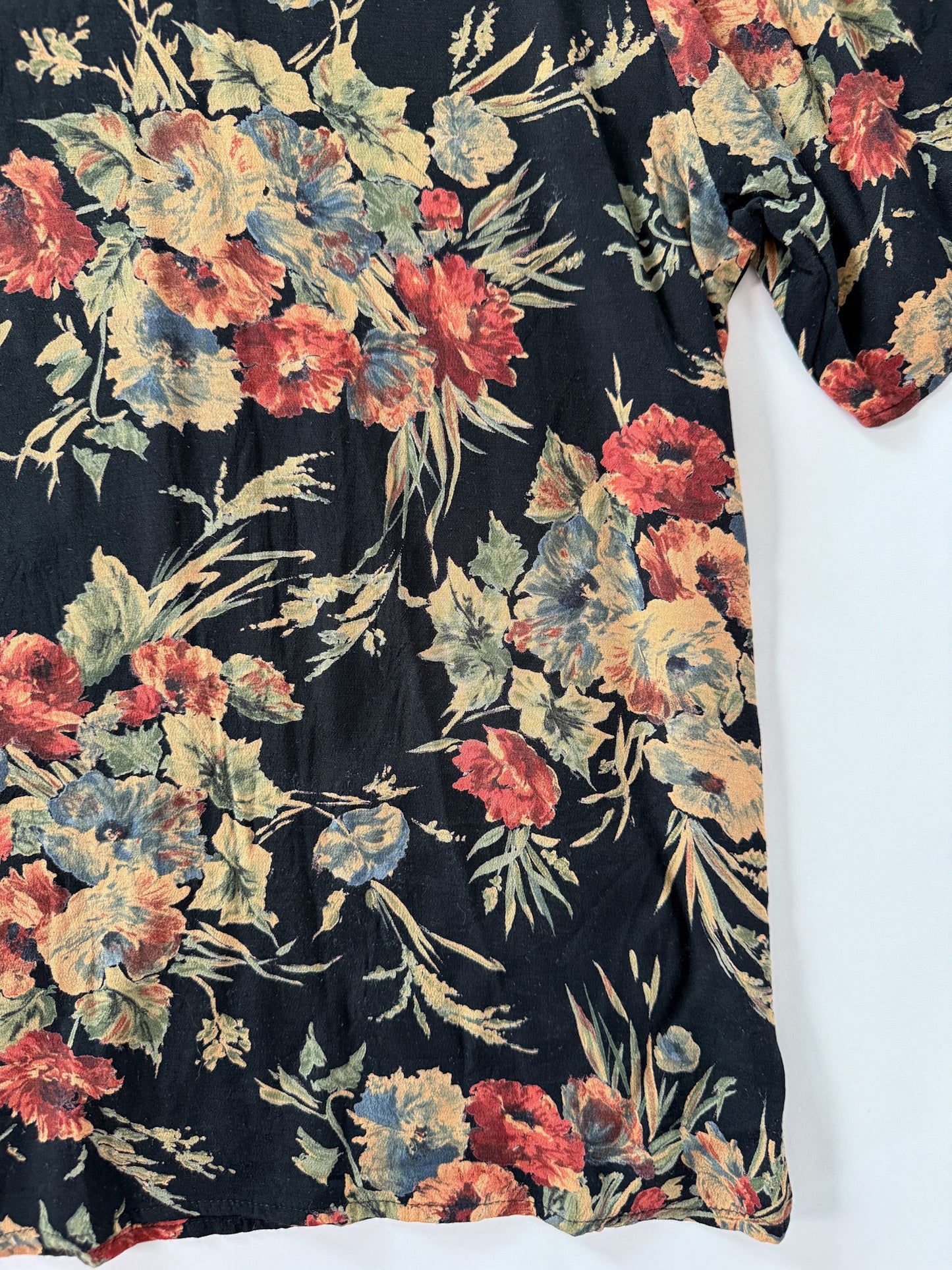 Vintage Floral Rayon Short Sleeve Shirt