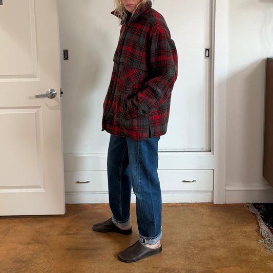 Vintage Johnson Woolen Mills Red plaid wool jacket