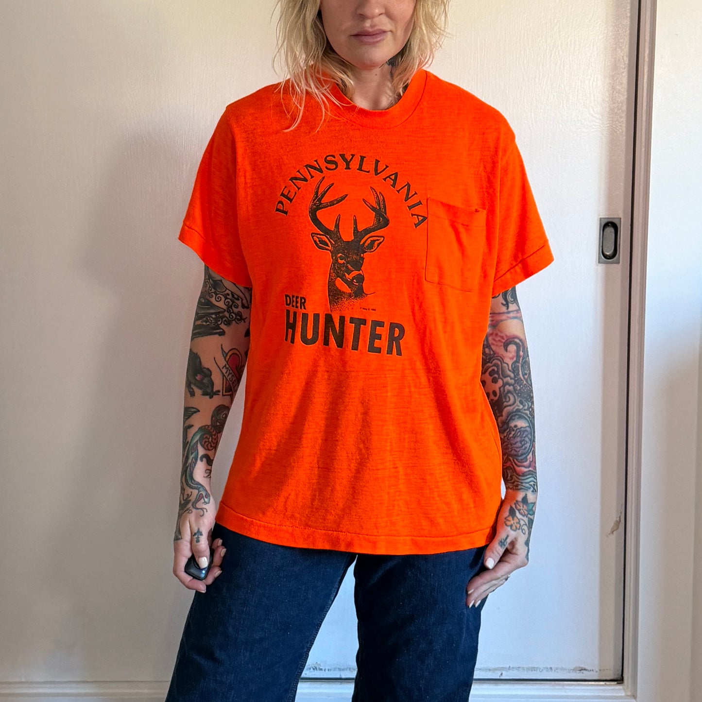 Vintage 1980s Pennsylvania deer hunter pocket shirt
