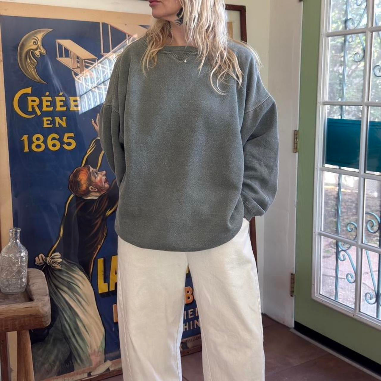 Vintage 1990s Green Rugby Crewneck Sweatshirt