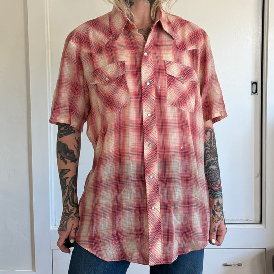 Vintage Silver Spur Mens Western Pearl Snap Short Sleeve Shirt