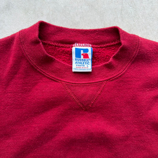 Vintage Russell Athletic Red Crewneck Sweatshirt Made in USA Youth Large