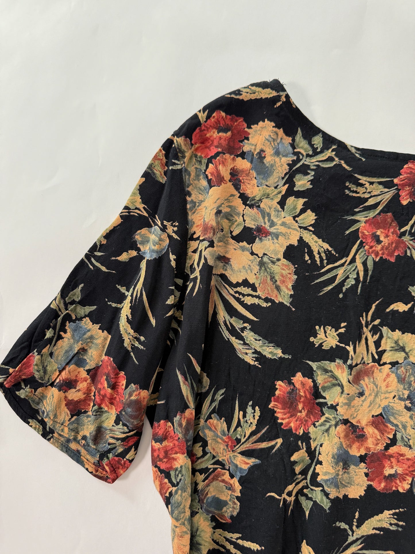 Vintage Floral Rayon Short Sleeve Shirt