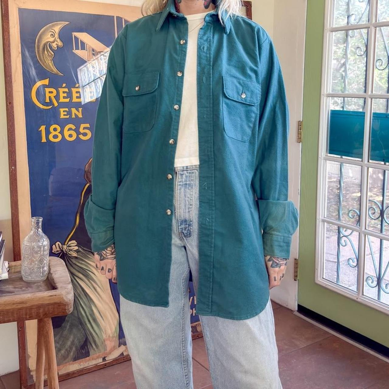 Vintage 1980s Five Brothers Green Faded Button up Shirt