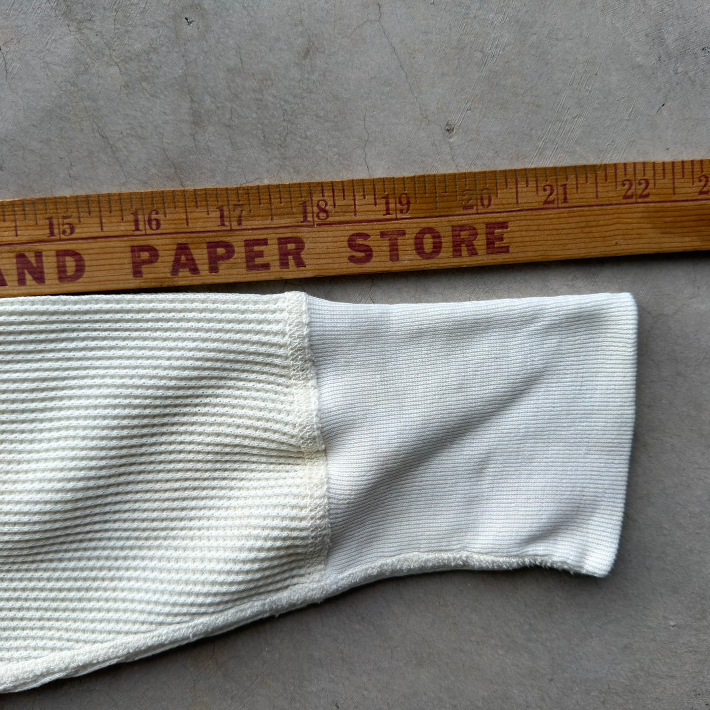 Vintage Montgomery Ward Thermal Shirt Waffle Knit Distressed Cream Large 42-44