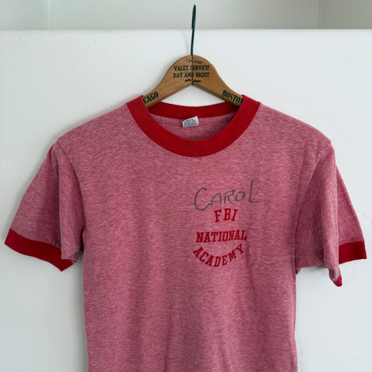 Vintage 1970s “CAROL” FBI Academy Ringer T Shirt