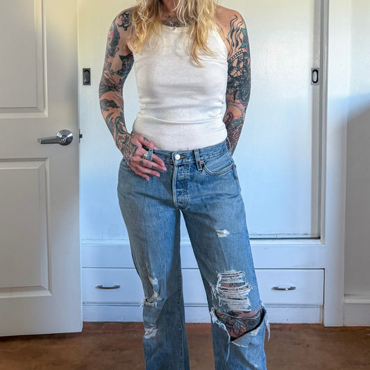 Vintage Y2K Levi's 501 Jeans Size 30x34 Distressed Medium Wash