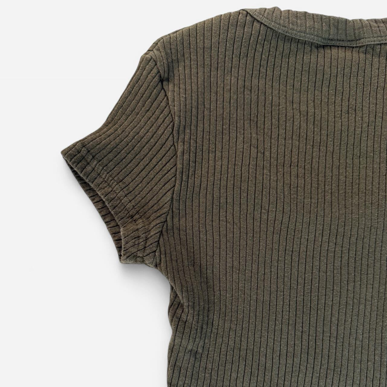 Vintage Y2K 1990s Green Ribbed Crop Top