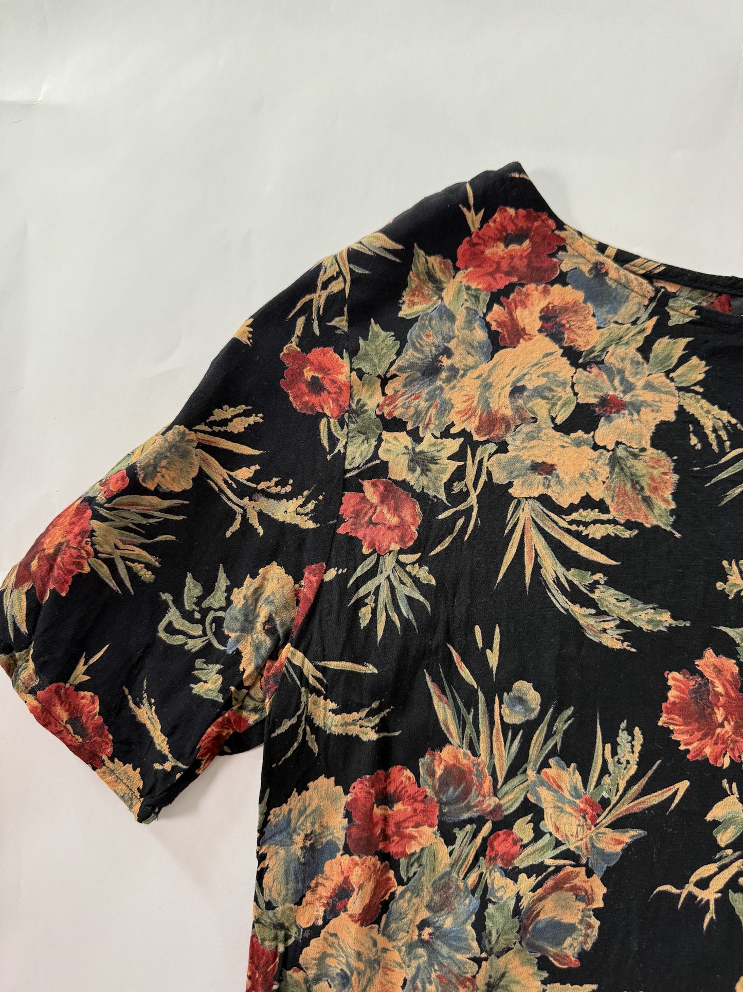 Vintage Floral Rayon Short Sleeve Shirt