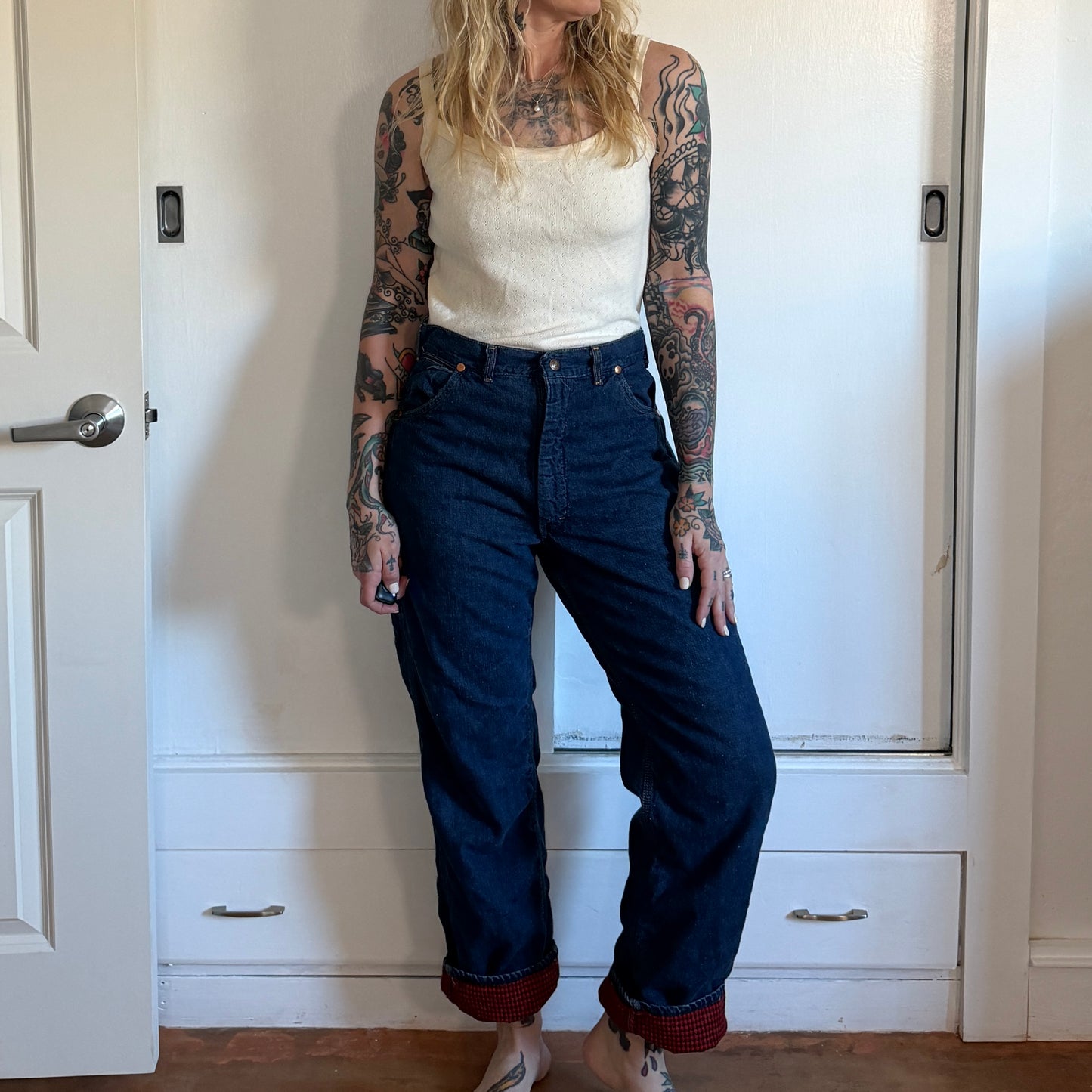 Vintage 1960s Circle S Ranch flannel lined denim jeans