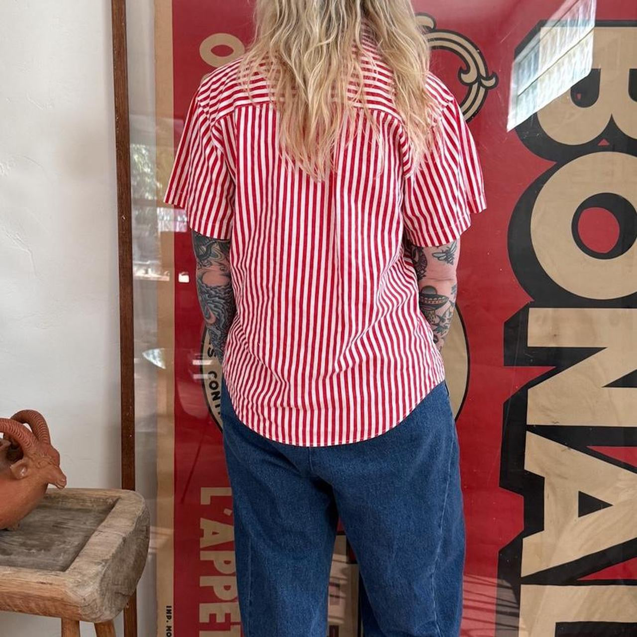 Vintage Diane Von Furstenburg Red Striped Button Up