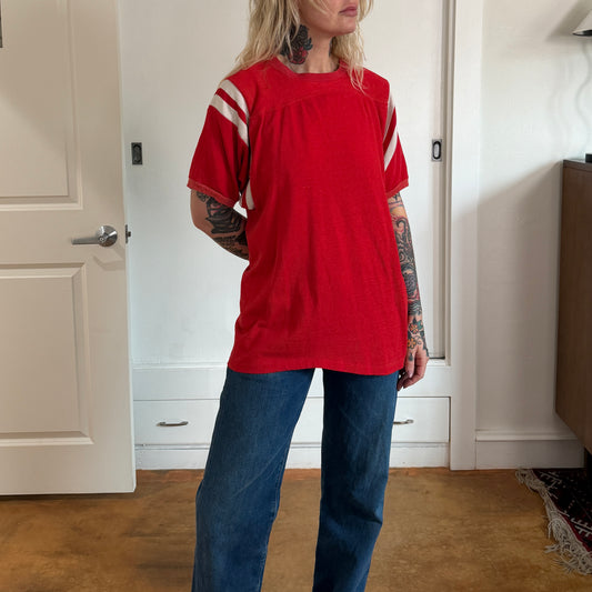 Vintage 1950s durene athletic wear by Mason red jersey
