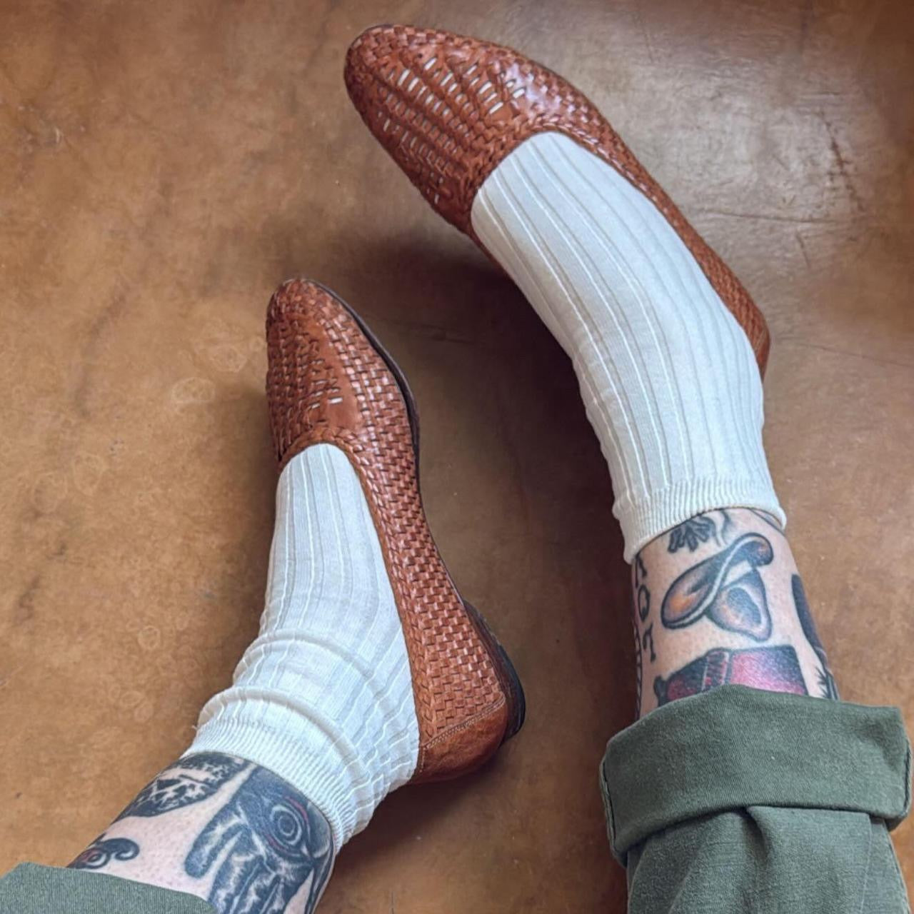 Vintage Leather Brown Woven Flats