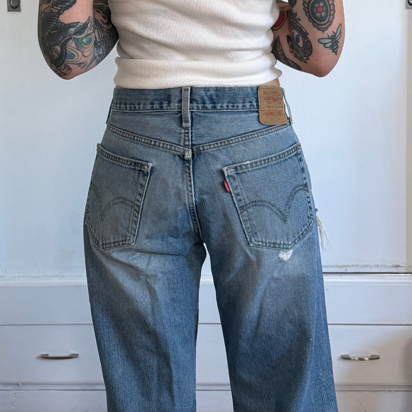 Vintage Y2k Levis 529 Light Wash Distressed Baggy Straight Leg Jeans