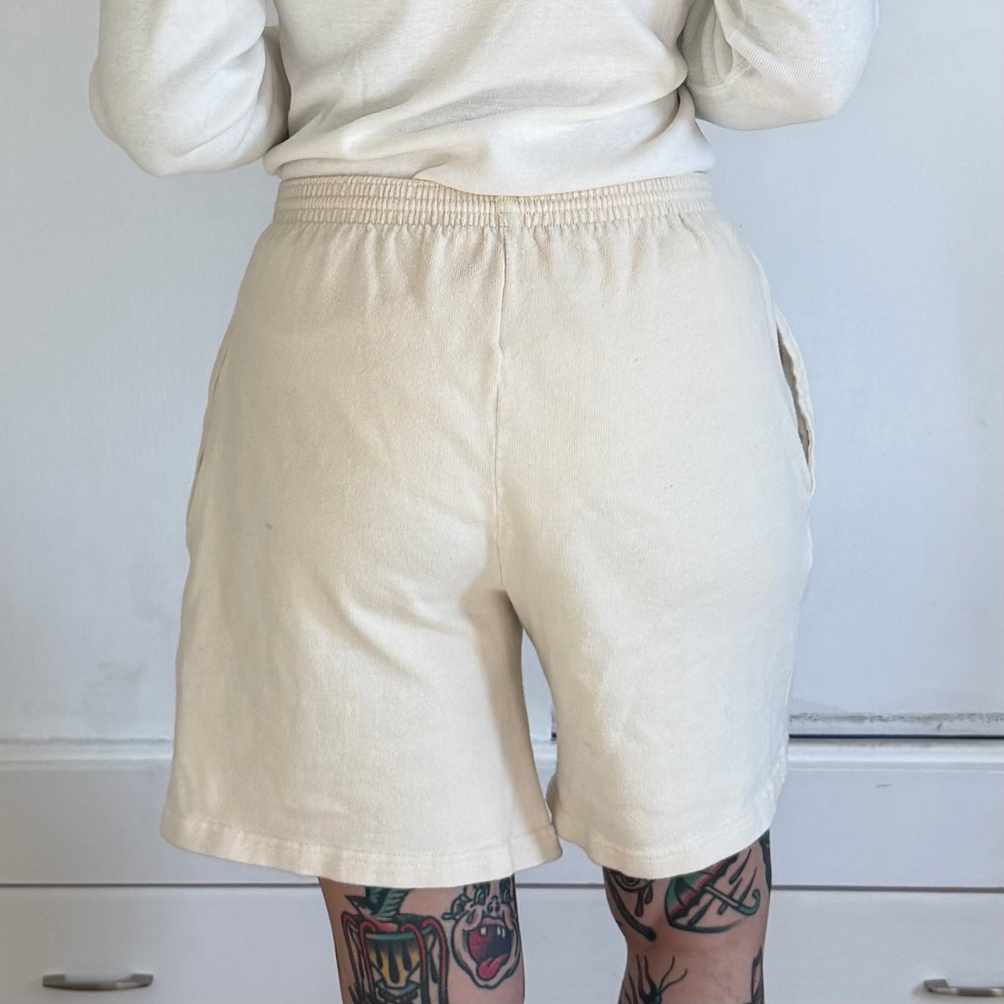 Vintage Discus Athletic Cream Cotton Shorts