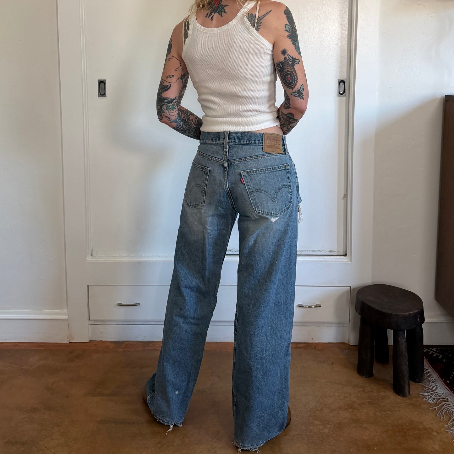 Vintage Y2k Levis 529 Light Wash Distressed Baggy Straight Leg Jeans