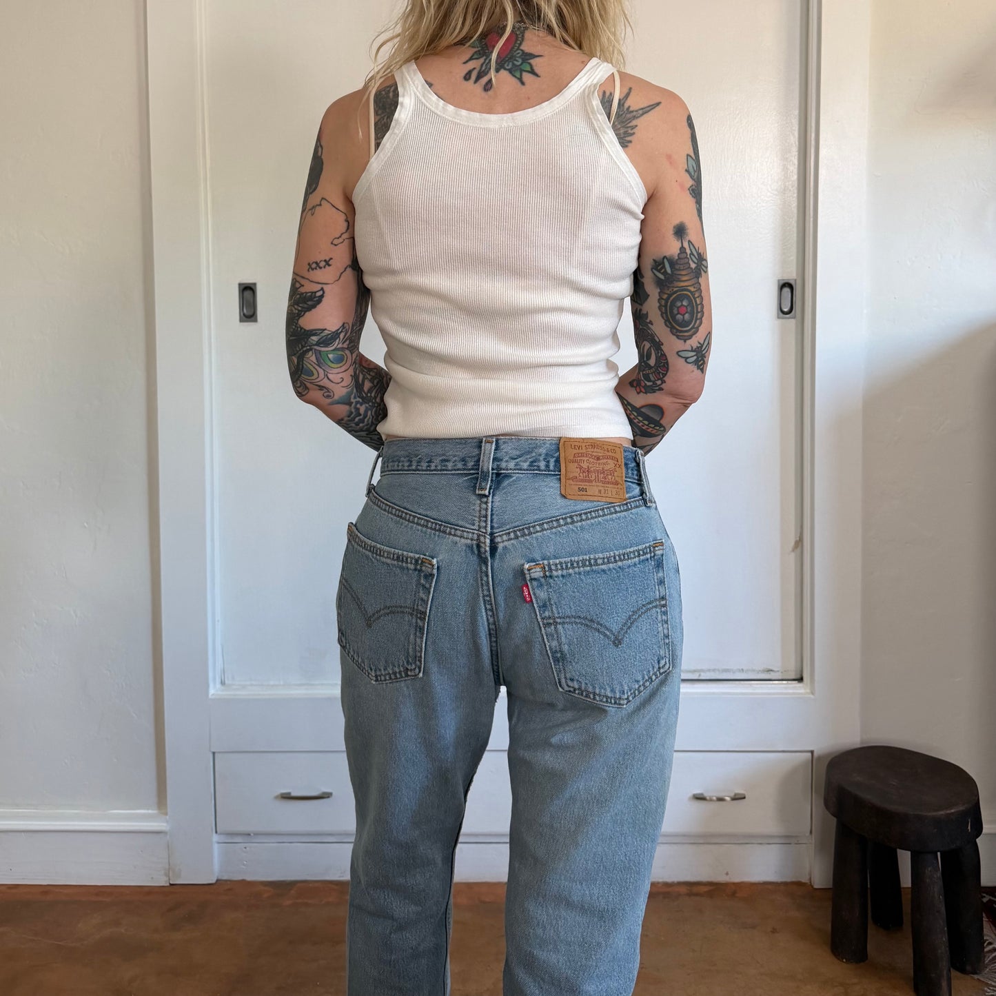 Vintage Levis 501 Made in USA Light Wash Straight Leg Denim Jeans