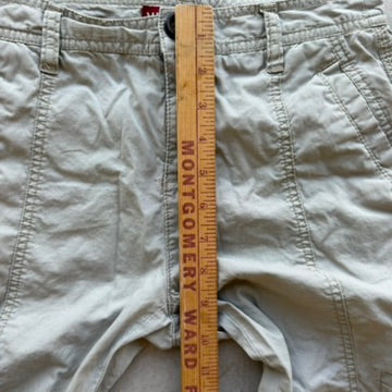 Merona Women Tan Khaki Cargo Capri Pants Size 2 Fit 1 Drawstring Utility Crop
