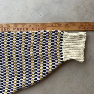 Vintage Eddie Bauer Mens L Cotton Birdseye Knit Sweater Made in USA Purple Gold