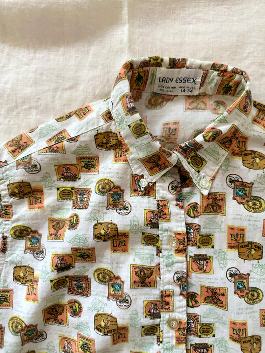 60s Lady Essex print button up