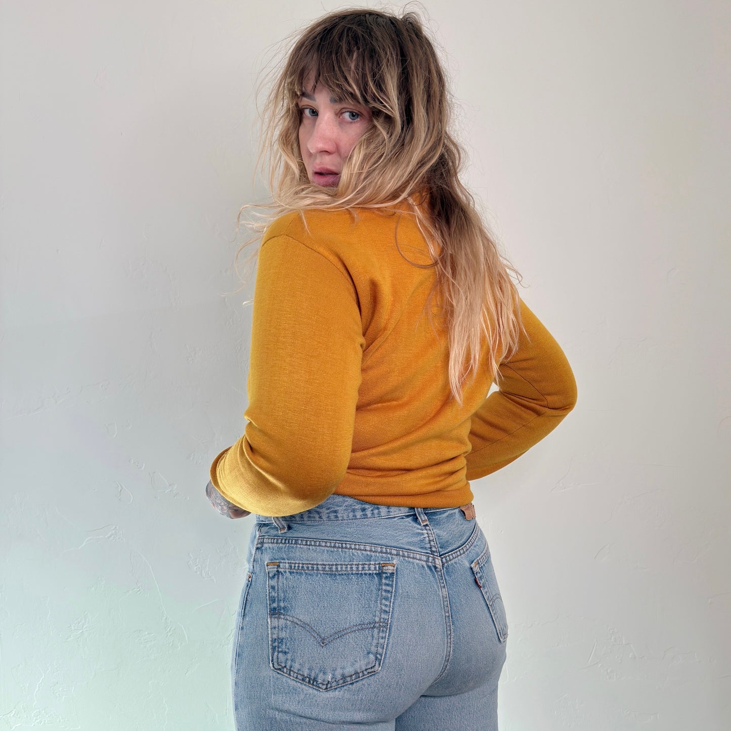 60s Towncraft Penneys Ochre Mock Neck Sweater