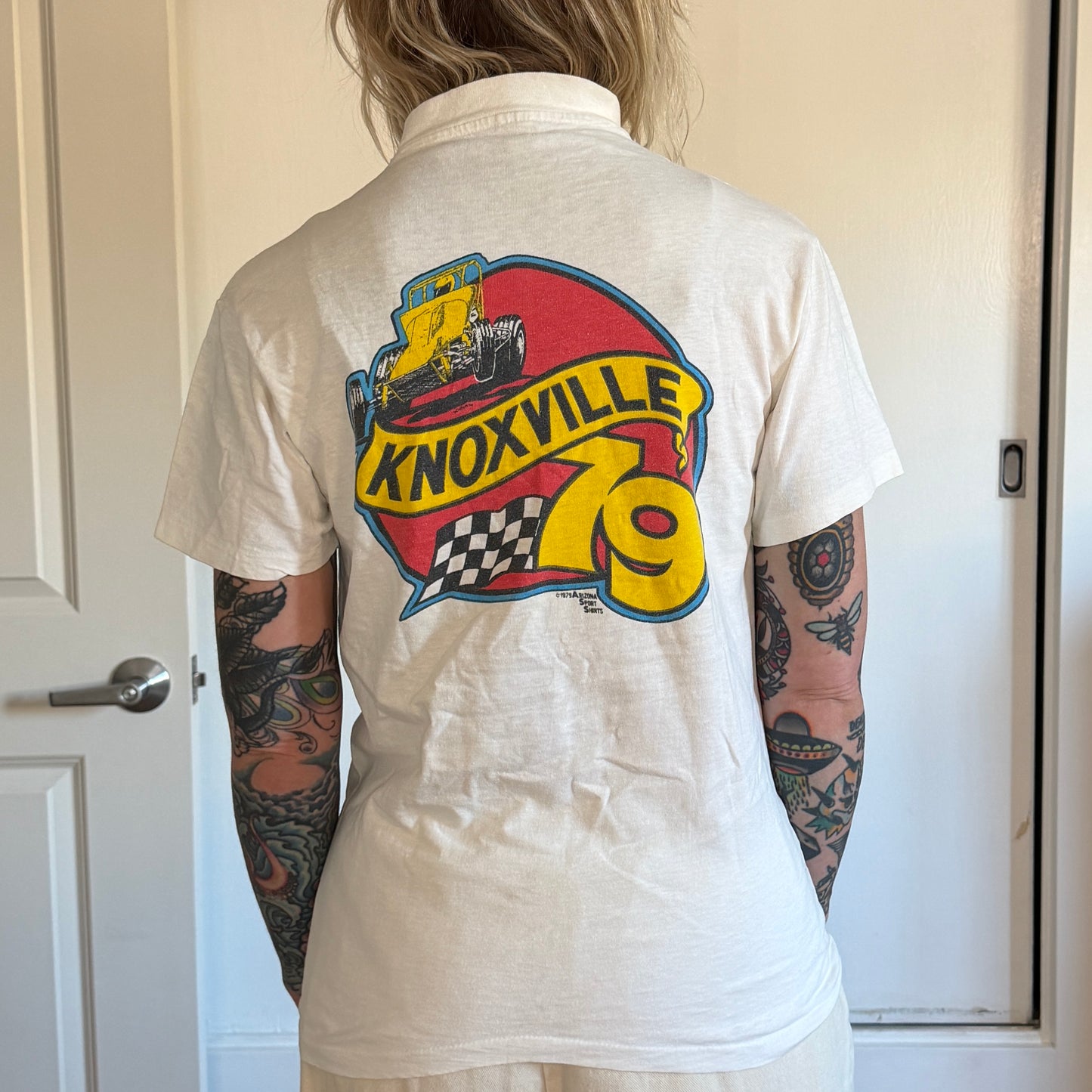 Vintage 1970s Knoxville Iowa Sprint Nationals sprint car racing off white t-shirt
