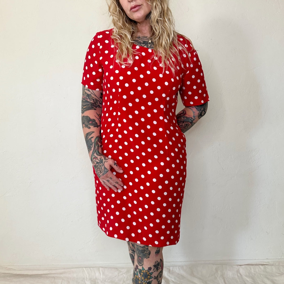 90s Red Polka Dot Dress