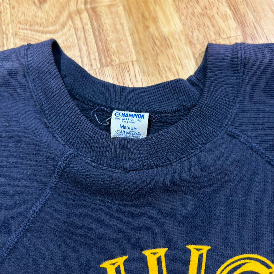 Vintage 60s Champion Running Man Michigan Sweatshirt Short Sleeve Navy Medium