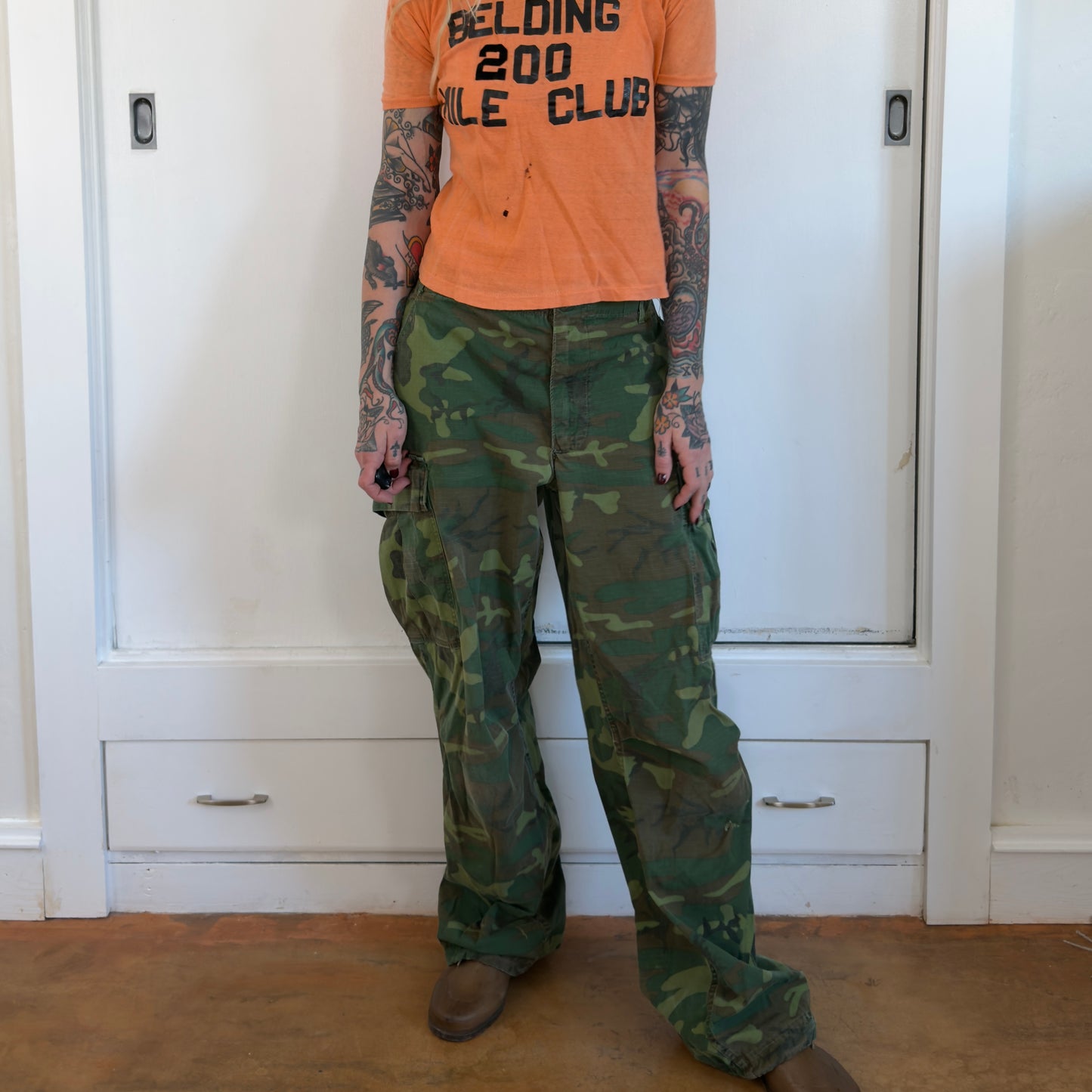 Vintage 80s US Military Woodland Camo Cargo Pants