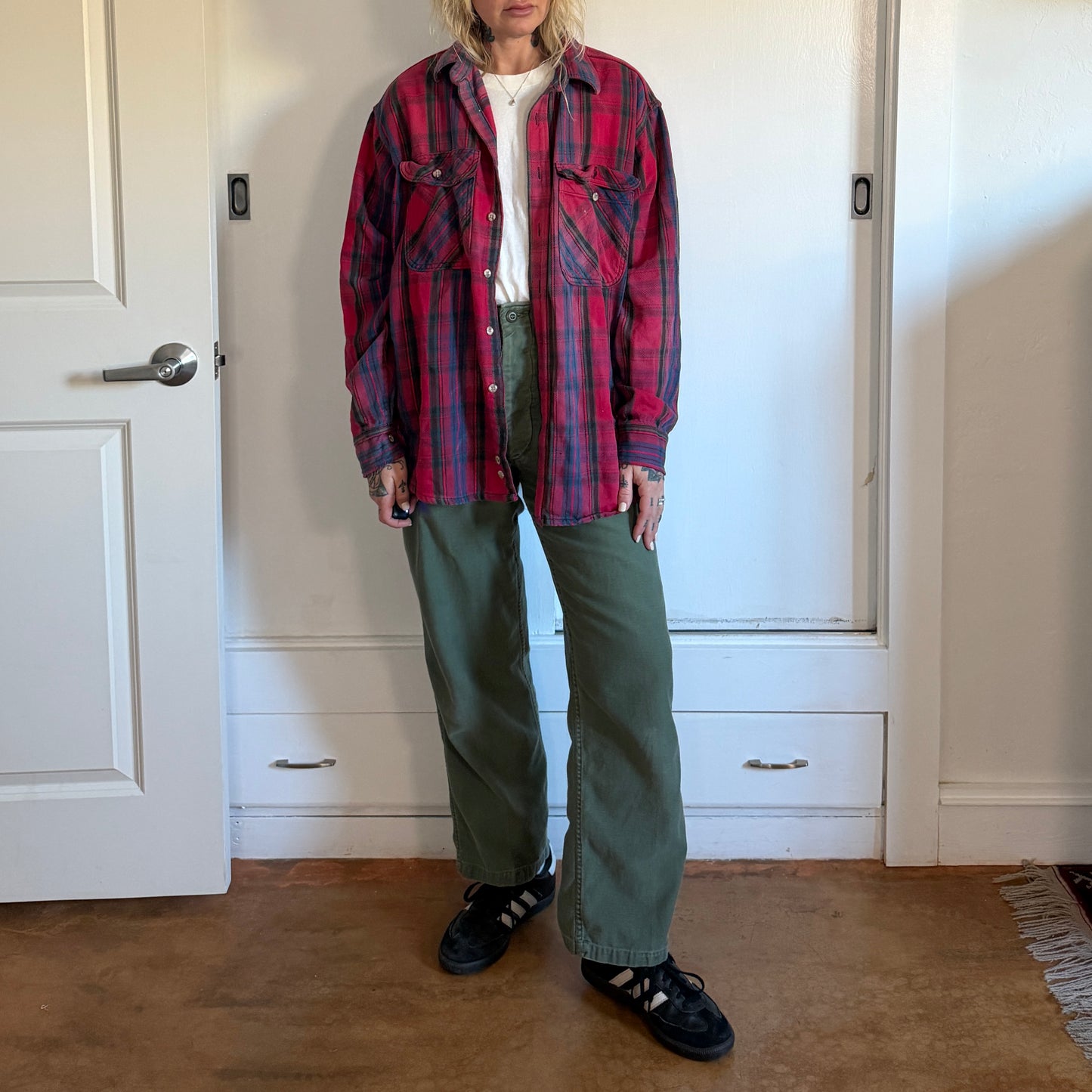 Vintage 1990s Fieldmaster distressed button up cotton flannel