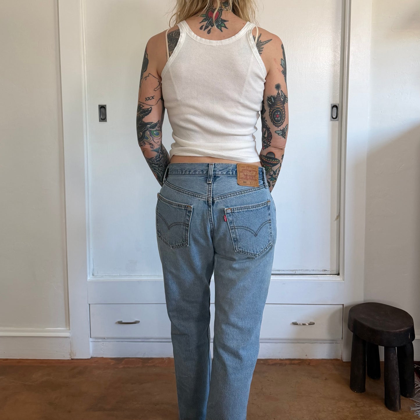 Vintage Levis 501 Made in USA Light Wash Straight Leg Denim Jeans