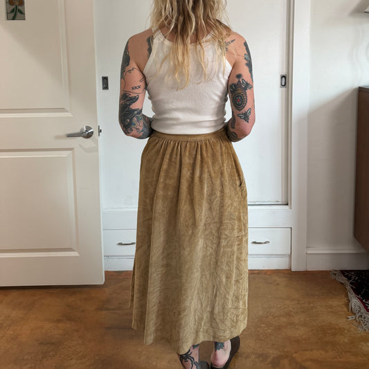 Vintage 1970s Tan corduroy midi skirt