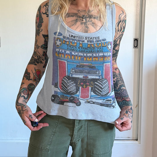 Vintage 1980s Ford hot rod ribbed razorback tank top