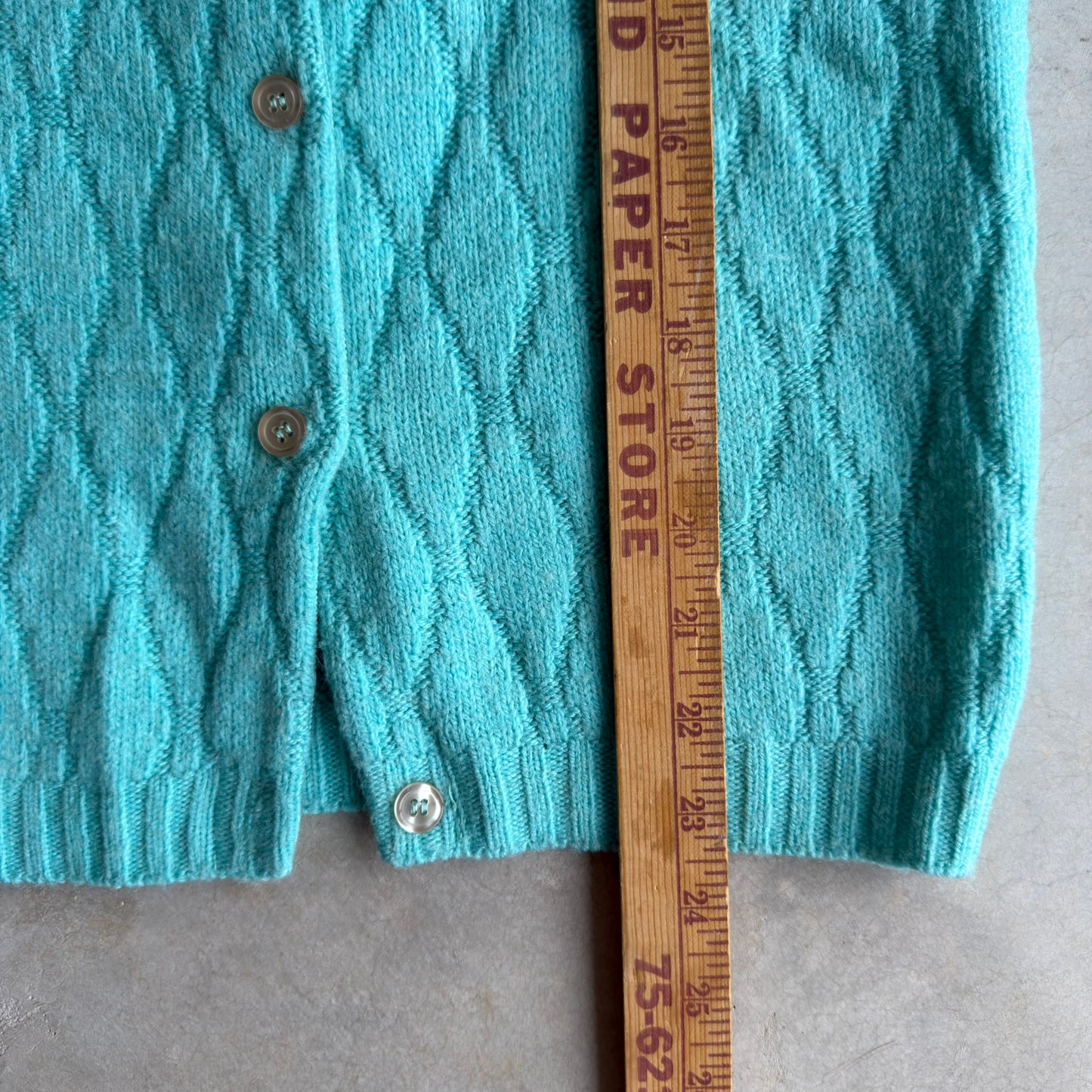 Vintage Sears Wintuk Aqua Blue Diamond Knit Cardigan Sweater Orlon Acrylic Women Small