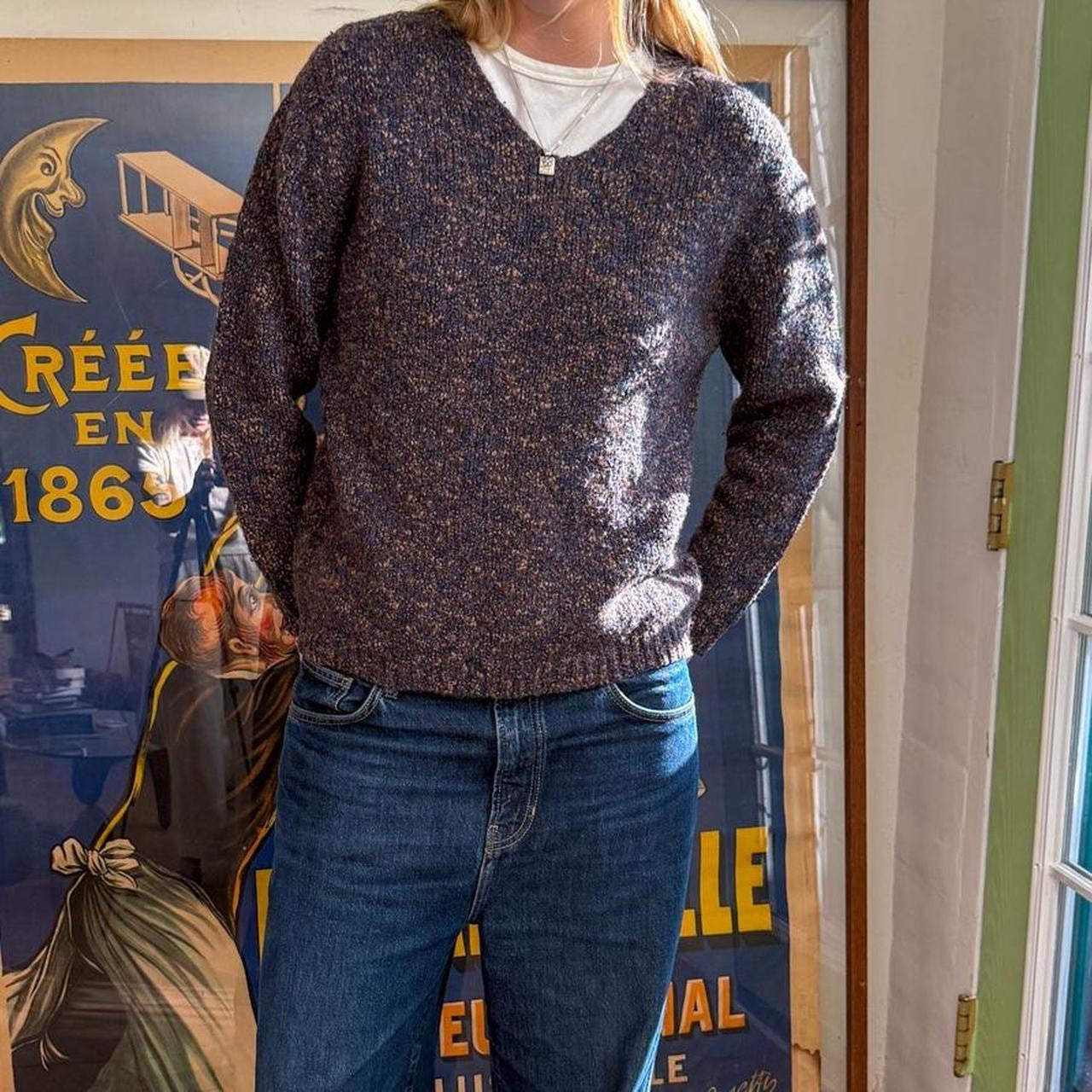 Vintage 1990s Multi color V neck Sweater