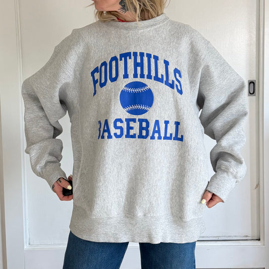 Vintage 1990s Cotton Exchange Foothills Baseball Sweatshirt Grey 2XL Reverse Weave