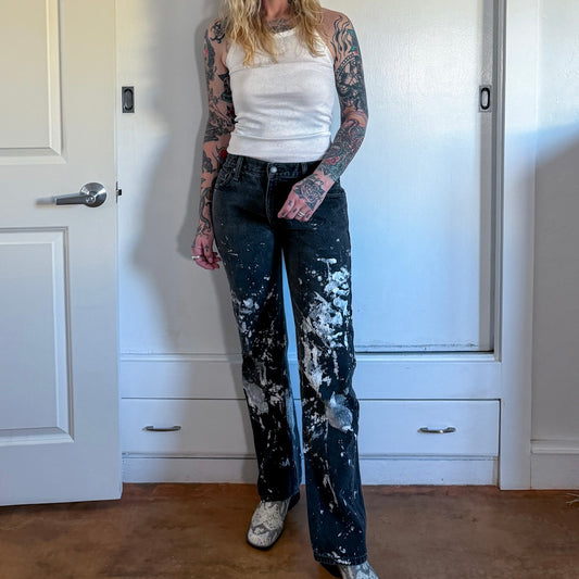 Vintage Y2K Levi’s 505 Black Gray 30x32 painted straight leg jeans