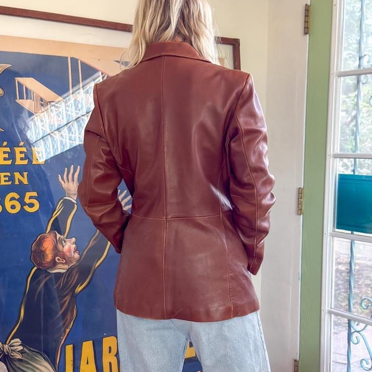 Vintage 1990s Y2k Jones New York cognac brown leather jacket