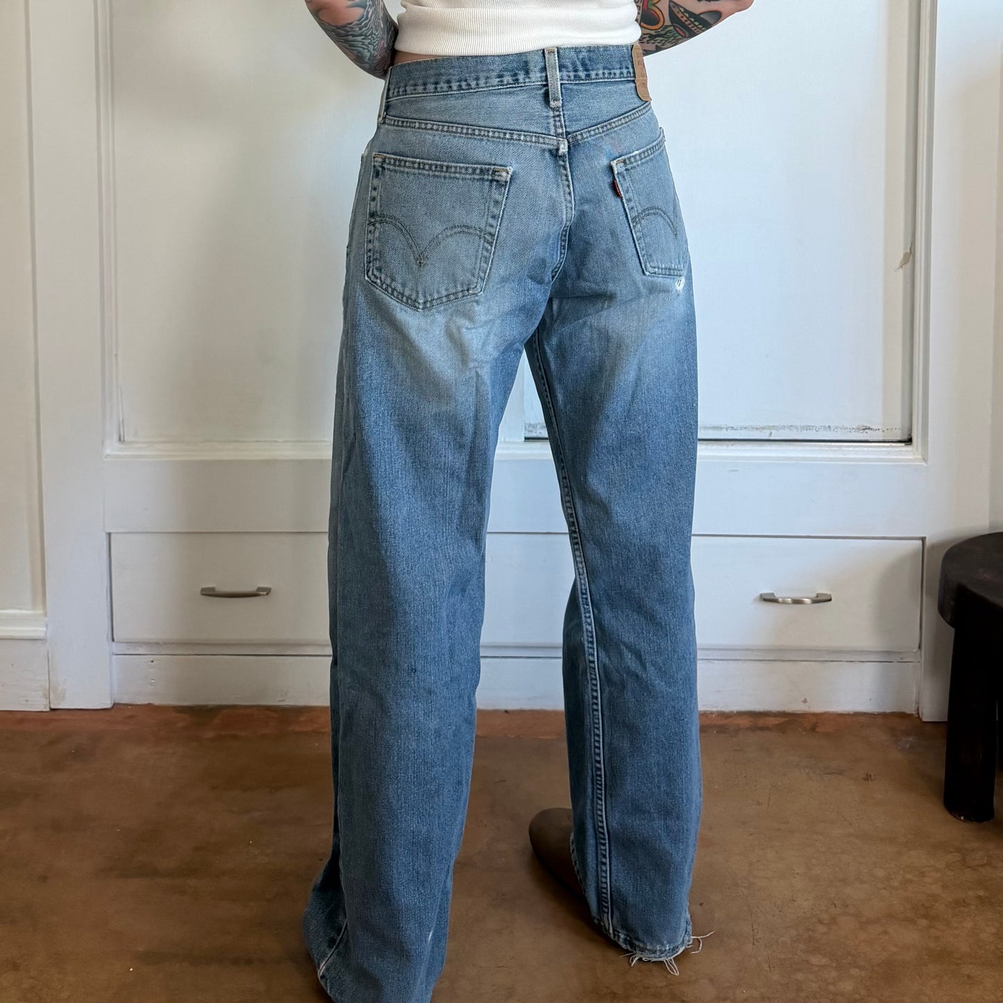 Vintage Y2k Levis 529 Light Wash Distressed Baggy Straight Leg Jeans