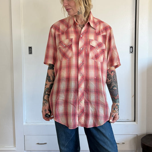 Vintage Silver Spur Mens Western Pearl Snap Short Sleeve Shirt